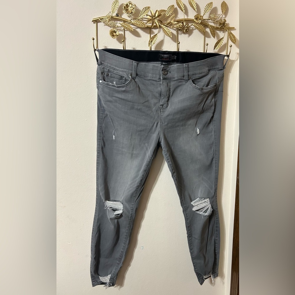 Torrid Gray Ripped Skinny Jeans